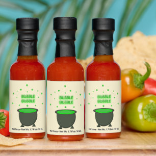 Cauldron and Bubbling Green Brew Halloween Hot Sauces