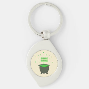 Cauldron and Bubbling Green Brew Halloween Keychain