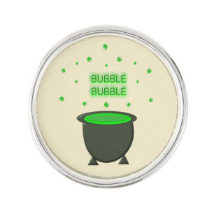 Cauldron and Bubbling Green Brew Halloween Lapel Pin