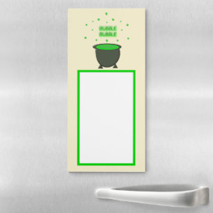 Cauldron and Bubbling Green Brew Halloween Magnetic Notepad