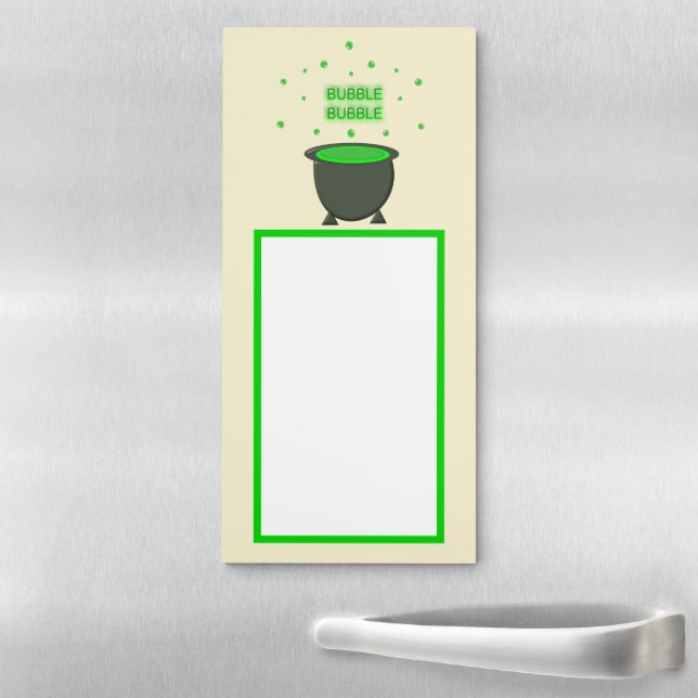 Cauldron and Bubbling Green Brew Halloween Magnetic Notepad (In Situ)