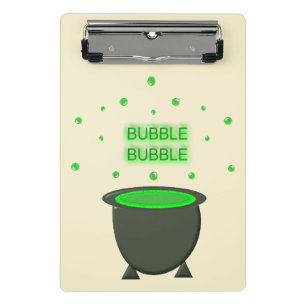 Cauldron and Bubbling Green Brew Halloween Mini Clipboard