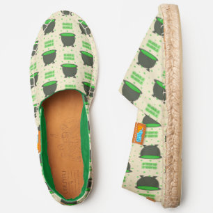 Cauldron and Bubbling Green Brew Halloween Pattern Espadrilles