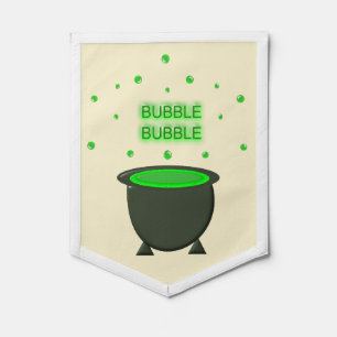 Cauldron and Bubbling Green Brew Halloween Pennant