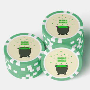 Cauldron and Bubbling Green Brew Halloween Poker Chips