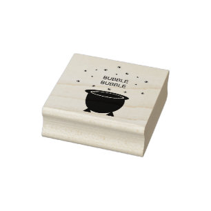 Cauldron and Bubbling Green Brew Halloween Rubber Stamp
