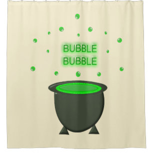 Cauldron and Bubbling Green Brew Halloween Shower Curtain