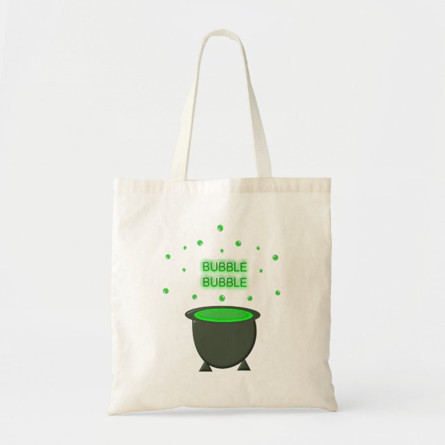 Cauldron and Bubbling Green Brew Halloween Tote Bag (Front)