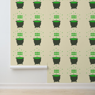 Cauldron and Bubbling Green Brew Halloween Wallpaper