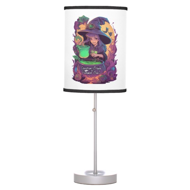 Cauldron Brews Pumpkin Boo’s Sticker Table Lamp (Front)
