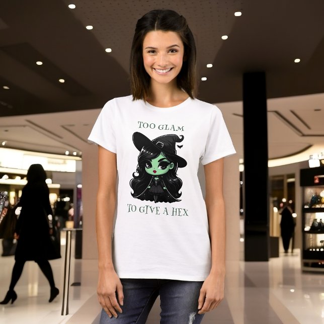 Cauldron Couture: Green Glam and Spellbound T-Shirt (Glam green witch and saying fun everyday witchy t-shirt)