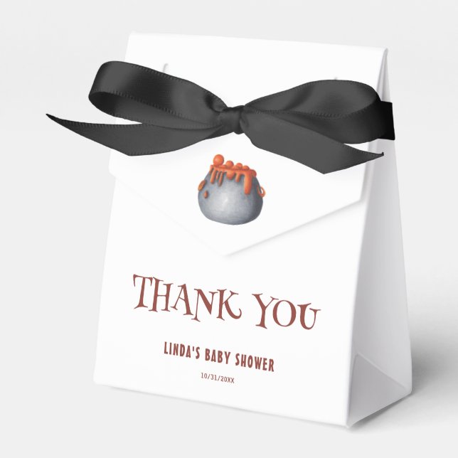 Cauldron Halloween Baby Shower Thank You Favor Boxes (Front Side)