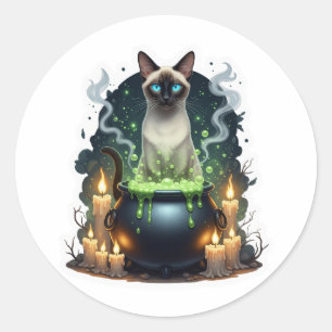 Cauldron Siamese – Magical Siamese Cat  Classic Round Sticker