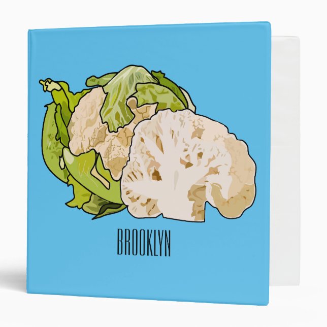 Cauliflower cartoon illustration 3 ring binder (Front/Inside)