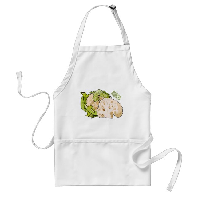 Cauliflower cartoon illustration adult apron (Front)