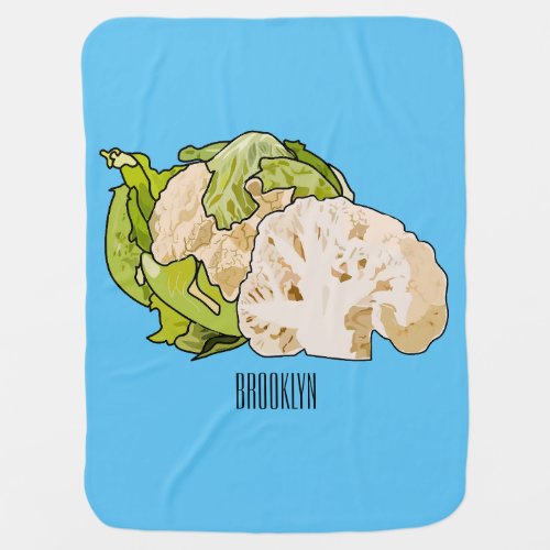 Cauliflower cartoon illustration baby blanket