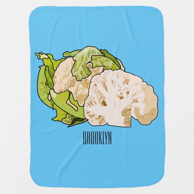 Cauliflower cartoon illustration baby blanket (Front)