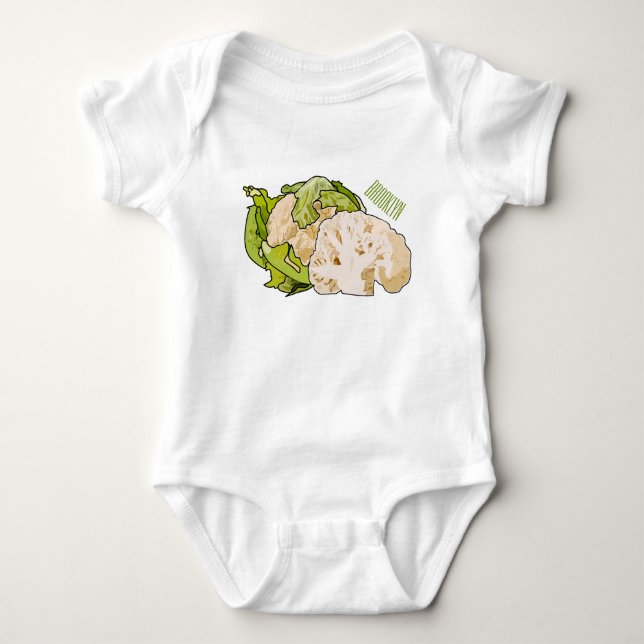 Cauliflower cartoon illustration baby bodysuit (Front)