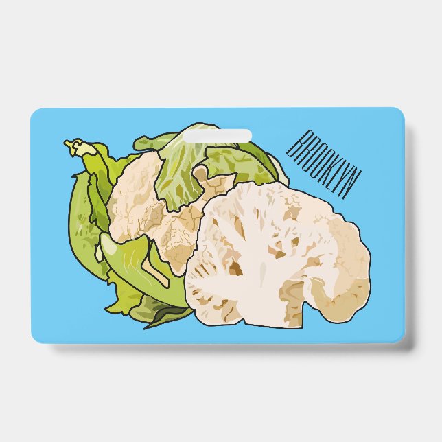 Cauliflower cartoon illustration badge (Front)
