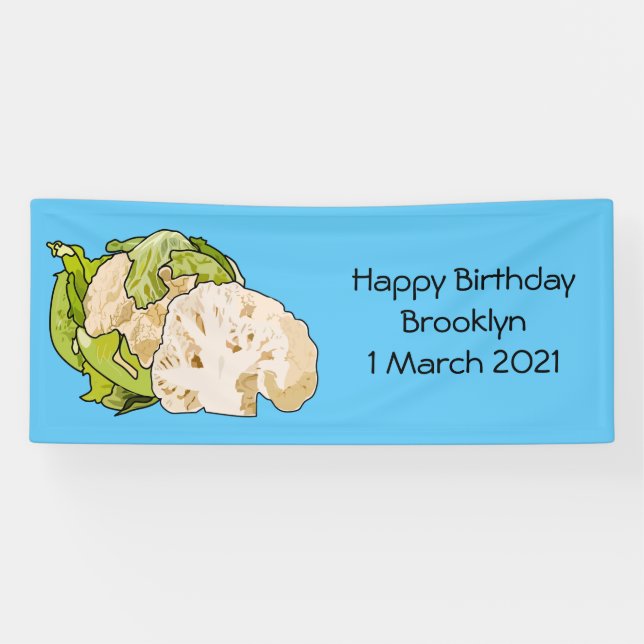 Cauliflower cartoon illustration banner (Horizontal)