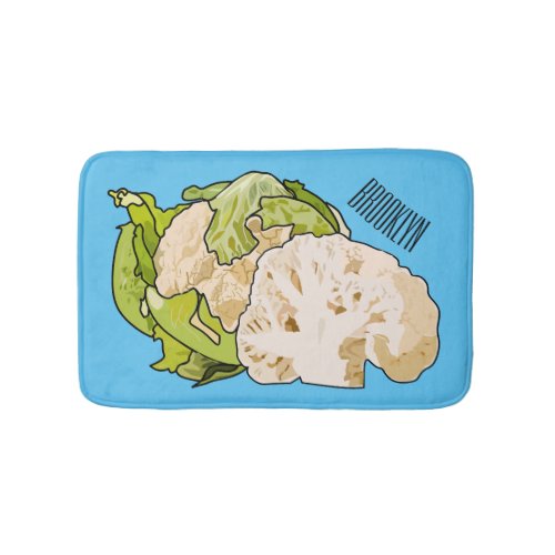 Cauliflower cartoon illustration bath mat