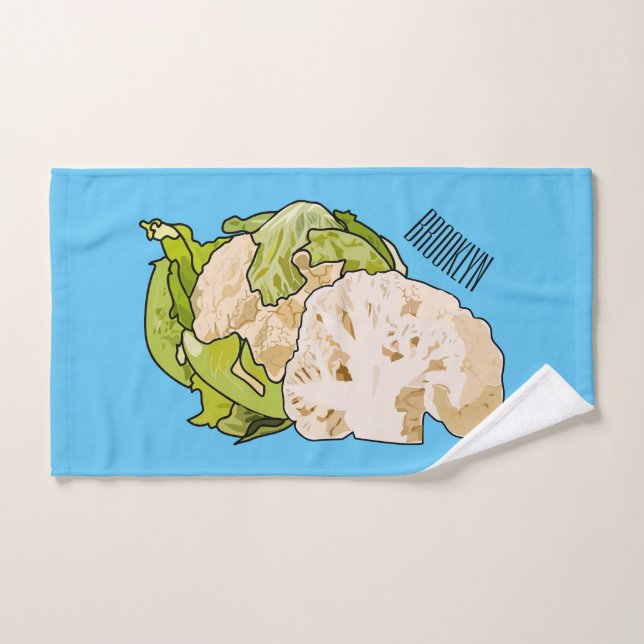 Cauliflower cartoon illustration bath towel set (Hand Towel)