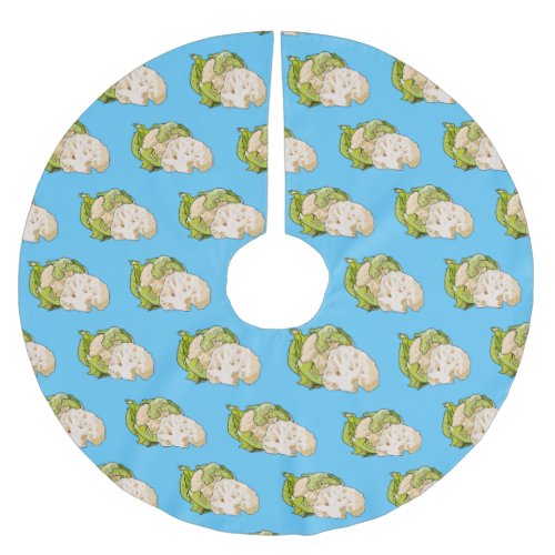 Cauliflower cartoon illustration brushed polyester tree skirt