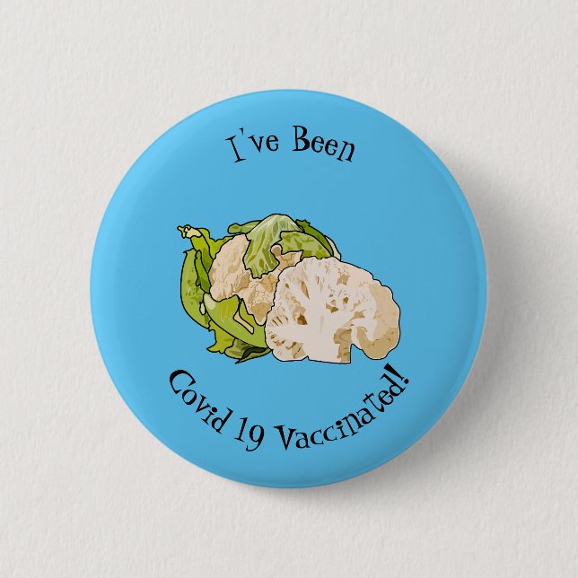 Cauliflower cartoon illustration button (Front)