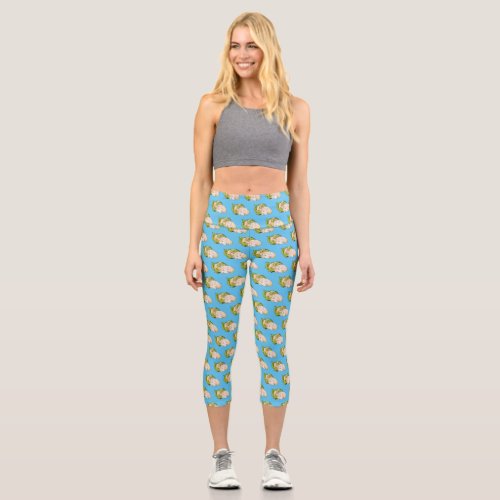 Cauliflower cartoon illustration capri leggings