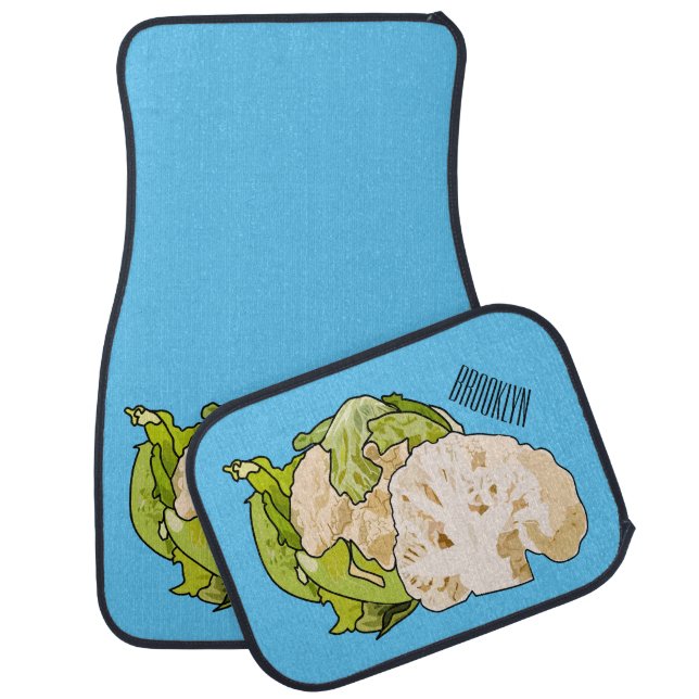 Cauliflower cartoon illustration car floor mat (Set)
