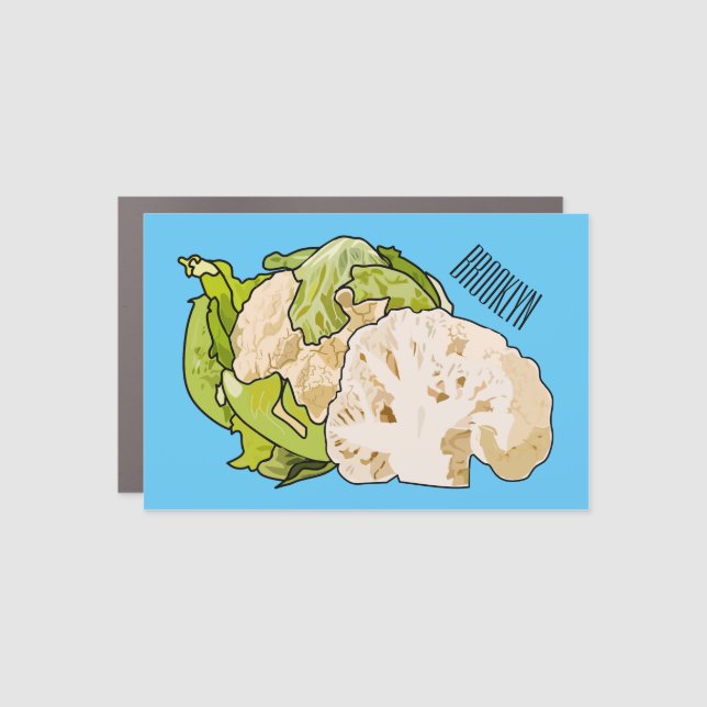 Cauliflower cartoon illustration car magnet (Front)
