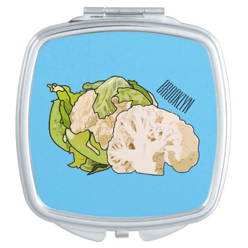 Cauliflower cartoon illustration compact mirror