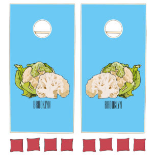 Cauliflower cartoon illustration cornhole set