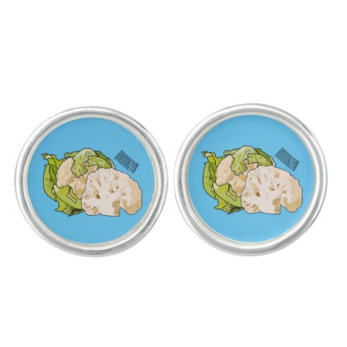 Cauliflower cartoon illustration cufflinks