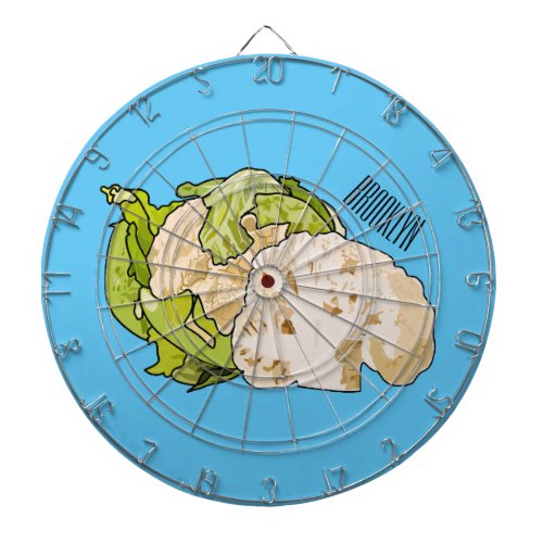 Cauliflower cartoon illustration dart board