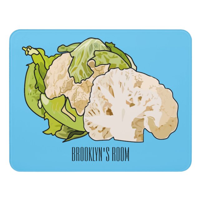 Cauliflower cartoon illustration door sign (Contemporary Front)