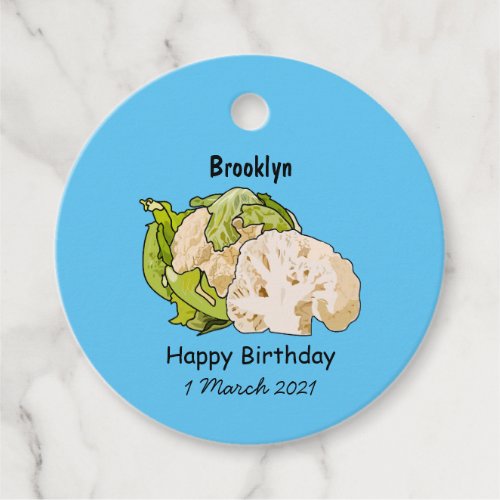 Cauliflower cartoon illustration favor tags