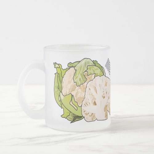 Cauliflower cartoon illustration frosted glass coffee mug