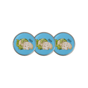 Cauliflower cartoon illustration golf ball marker
