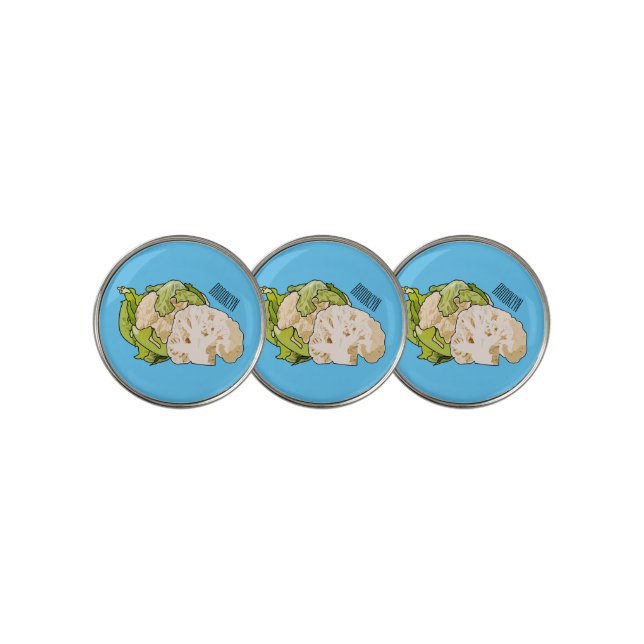 Cauliflower cartoon illustration golf ball marker (3 Up)