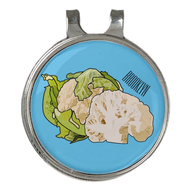 Cauliflower cartoon illustration golf hat clip (Front)