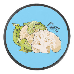 Cauliflower cartoon illustration hockey puck