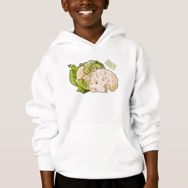 Cauliflower cartoon illustration hoodie (Front)