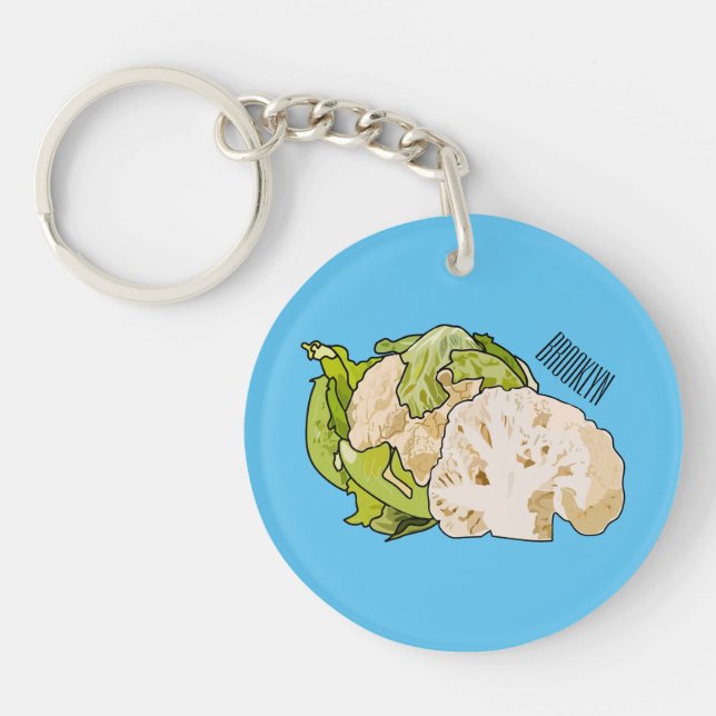 Cauliflower cartoon illustration keychain (Front)