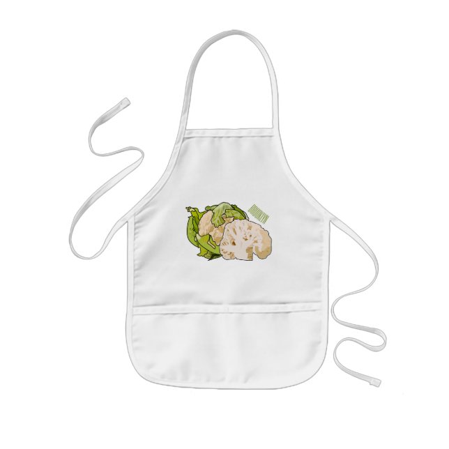 Cauliflower cartoon illustration kids' apron (Front)