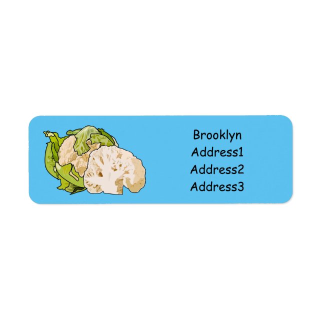 Cauliflower cartoon illustration label (Front)