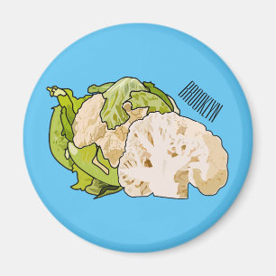 Cauliflower cartoon illustration magnet