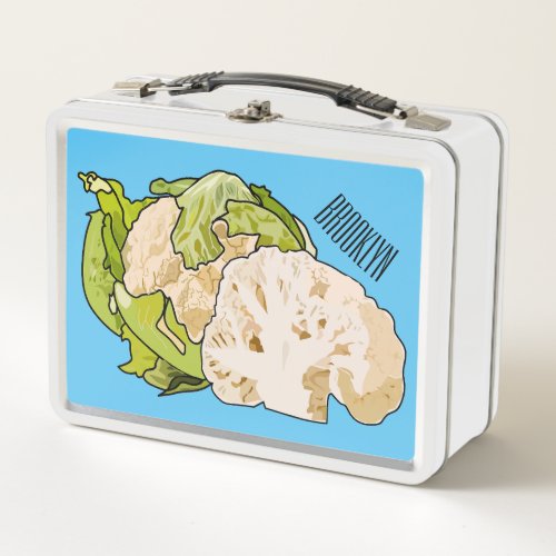 Cauliflower cartoon illustration metal lunch box