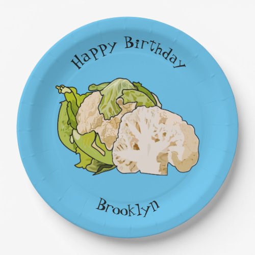 Cauliflower cartoon illustration paper plates