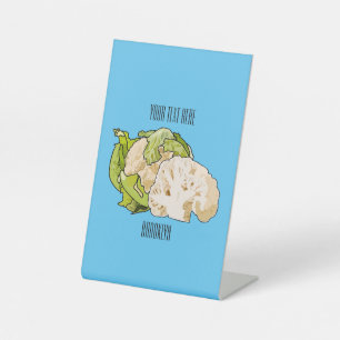 Cauliflower cartoon illustration pedestal sign